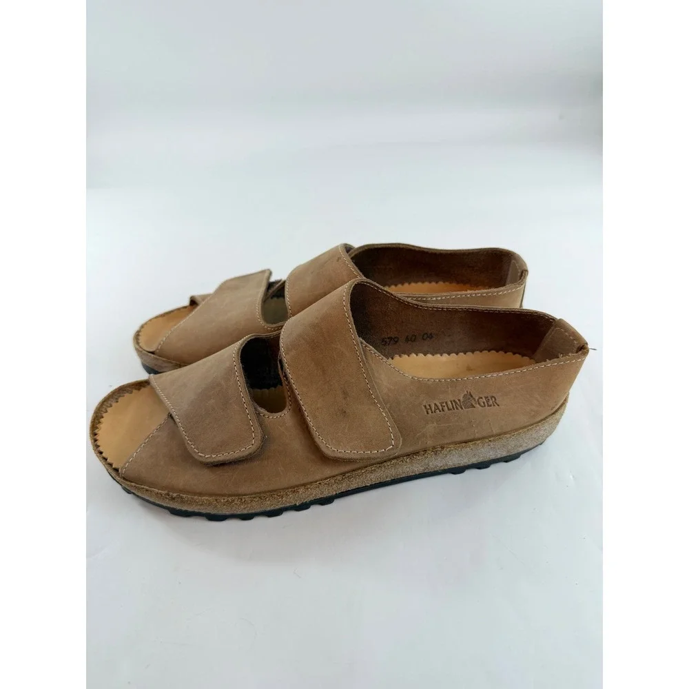 Haflinger Andrea Tan Brown Leather Adjustable Strap Sandals Women 40 Germany